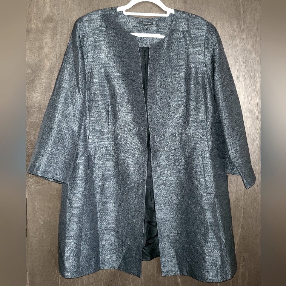EUC Eileen Fisher Silk Blend Blazer Jacket 🩶🖤